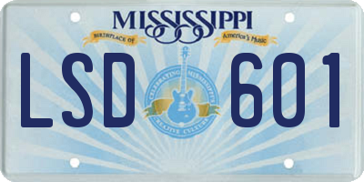 MS license plate LSD601