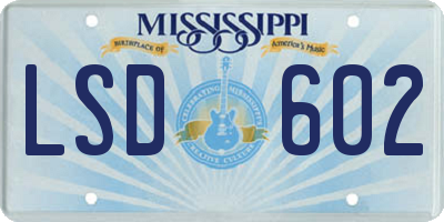 MS license plate LSD602