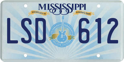 MS license plate LSD612