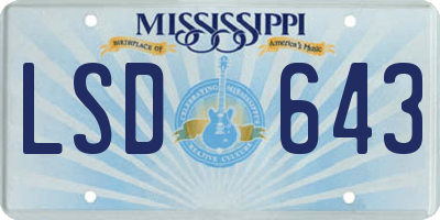MS license plate LSD643