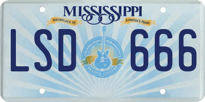 MS license plate LSD666