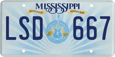 MS license plate LSD667