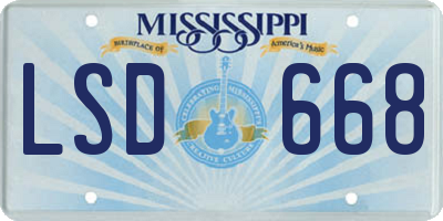 MS license plate LSD668