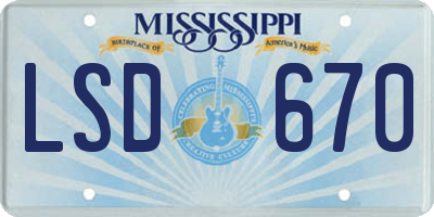 MS license plate LSD670