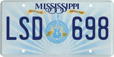 MS license plate LSD698