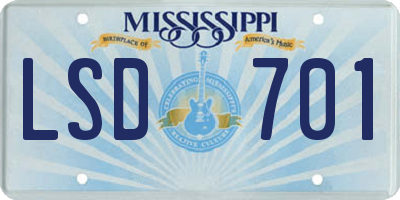 MS license plate LSD701
