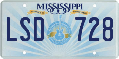 MS license plate LSD728