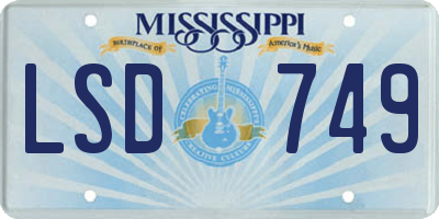 MS license plate LSD749