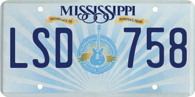 MS license plate LSD758