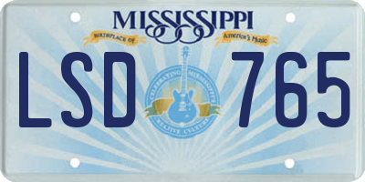 MS license plate LSD765