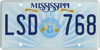 MS license plate LSD768
