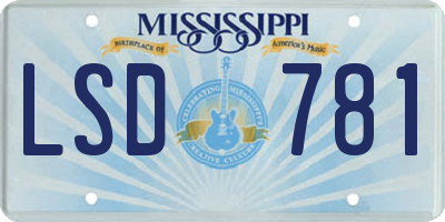 MS license plate LSD781