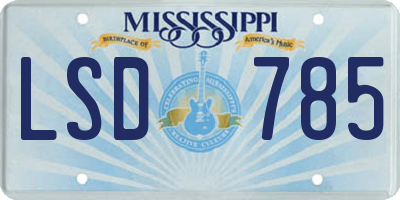 MS license plate LSD785