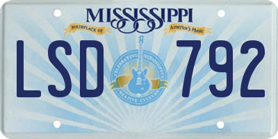 MS license plate LSD792
