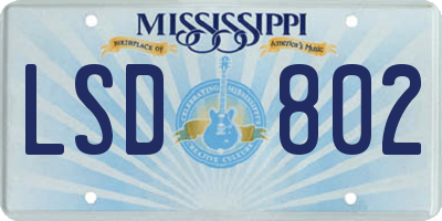 MS license plate LSD802