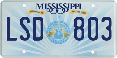 MS license plate LSD803