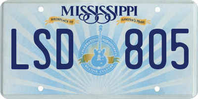 MS license plate LSD805