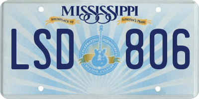 MS license plate LSD806