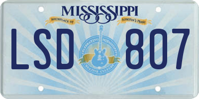 MS license plate LSD807
