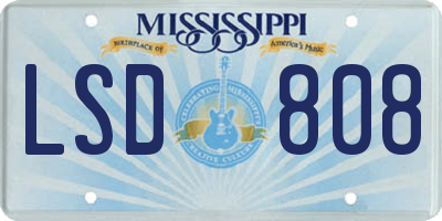 MS license plate LSD808