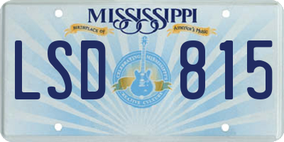 MS license plate LSD815