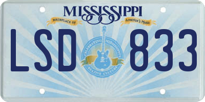 MS license plate LSD833