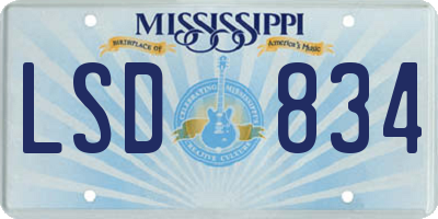 MS license plate LSD834
