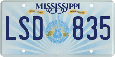 MS license plate LSD835