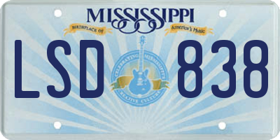 MS license plate LSD838