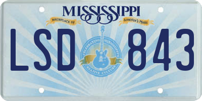 MS license plate LSD843