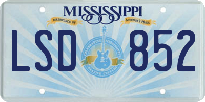 MS license plate LSD852