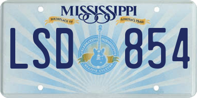MS license plate LSD854