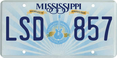 MS license plate LSD857