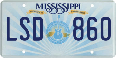 MS license plate LSD860