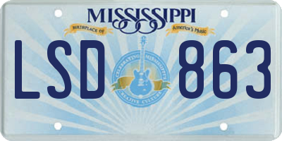 MS license plate LSD863