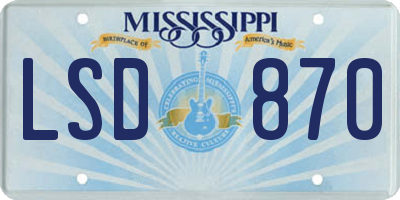 MS license plate LSD870