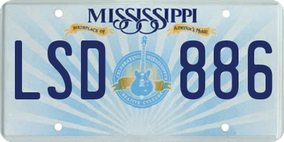 MS license plate LSD886