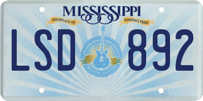 MS license plate LSD892