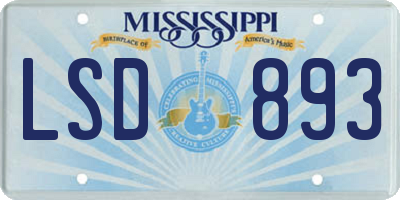 MS license plate LSD893