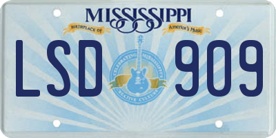MS license plate LSD909