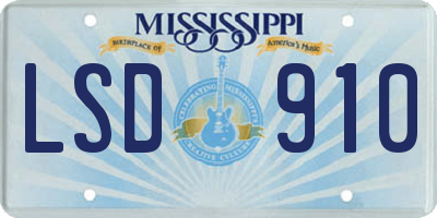 MS license plate LSD910
