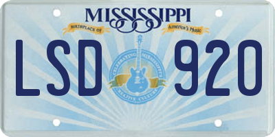 MS license plate LSD920