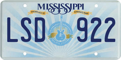 MS license plate LSD922