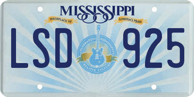 MS license plate LSD925