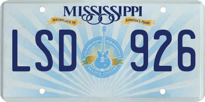 MS license plate LSD926