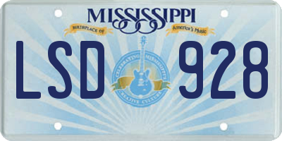 MS license plate LSD928