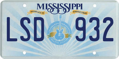MS license plate LSD932