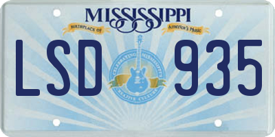 MS license plate LSD935