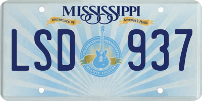 MS license plate LSD937