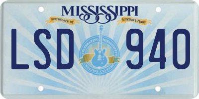 MS license plate LSD940